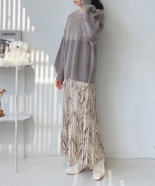 AS KNOW AS plus（アズノゥアズプラス）の「♪シャギー切替ゆるニット（ニット/セーター・レディース・ブルー/グリーン/アイボリー/グレイッシュベージュ/マスタード/ブルーグレー/グレー系/ブルー系/ブルー系その他/ボルドー・FREE）」の14枚目の写真