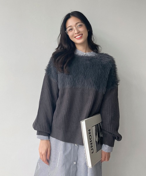 AS KNOW AS plus（アズノゥアズプラス）の「♪シャギー切替ゆるニット