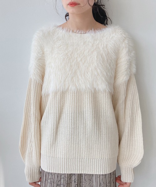 AS KNOW AS plus（アズノゥアズプラス）の「♪シャギー切替ゆるニット（ニット/セーター・レディース・ブルー/グリーン/アイボリー/グレイッシュベージュ/マスタード/ブルーグレー/グレー系/ブルー系/ブルー系その他/ボルドー・FREE）」の21枚目の写真