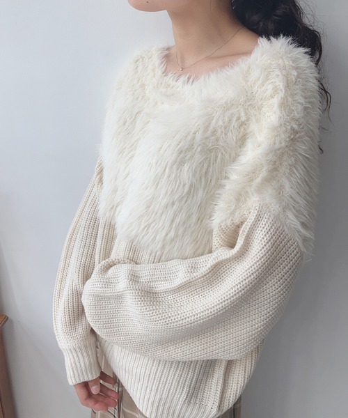 AS KNOW AS plus（アズノゥアズプラス）の「♪シャギー切替ゆるニット（ニット/セーター・レディース・ブルー/グリーン/アイボリー/グレイッシュベージュ/マスタード/ブルーグレー/グレー系/ブルー系/ブルー系その他/ボルドー・FREE）」の16枚目の写真