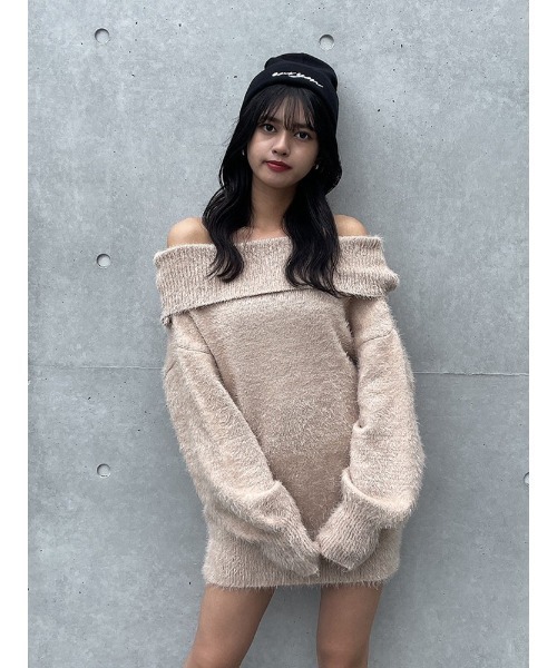 ENVYM(アンビー)の「オフショルフェザーOP(ワンピース・レディース・ベージュ/ホワイト/ブラック・FREE)」の8枚目の写真