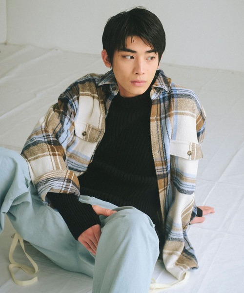 WHIMSIC（ウィムジック）の「【UNISEX】ヘビーフランネルチェックシャツ（シャツ/ブラウス・レディース・ブラウン/ブラック/パープル/ブルー・FREE）」の3枚目の写真