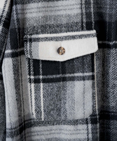 WHIMSIC（ウィムジック）の「【UNISEX】ヘビーフランネルチェックシャツ（シャツ/ブラウス・レディース・ブラウン/ブラック/パープル/ブルー・FREE）」の7枚目の写真