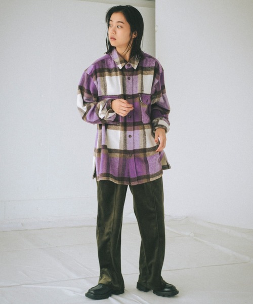 WHIMSIC（ウィムジック）の「【UNISEX】ヘビーフランネルチェックシャツ（シャツ/ブラウス・レディース・ブラウン/ブラック/パープル/ブルー・FREE）」の19枚目の写真