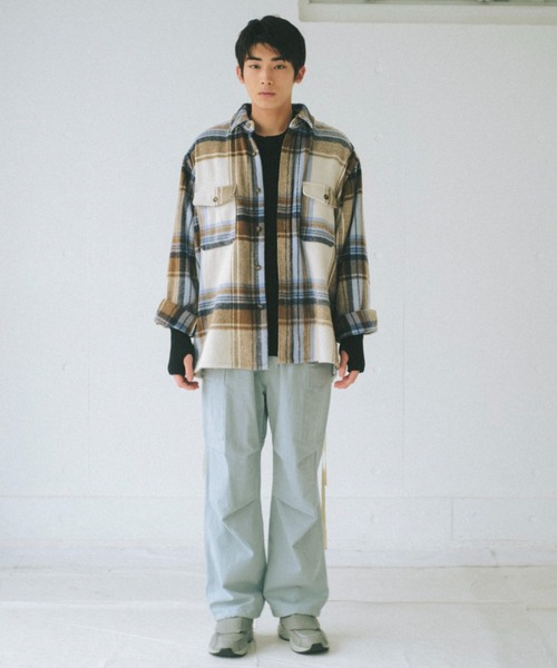 WHIMSIC（ウィムジック）の「【UNISEX】ヘビーフランネルチェックシャツ（シャツ/ブラウス・レディース・ブラウン/ブラック/パープル/ブルー・FREE）」の14枚目の写真