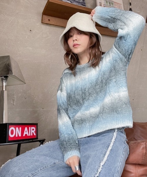 edit（プラスエディット）の「スペースダイボーダーニット（ニット