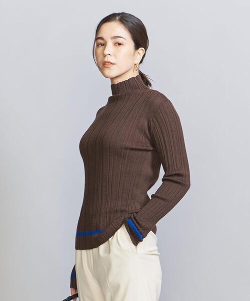 BEAUTY&YOUTH UNITED ARROWS(ビューティーアンドユースユナイテッドアローズ)の「アクリルウールブレンド リブ カラーニット -ウォッシャブル-(ニット/セーター・レディース・ダークブラウン/ブラック/ターコイズブルー/ナチュラル・FREE)」の2枚目の写真