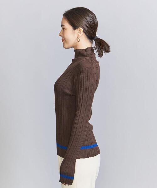 BEAUTY&YOUTH UNITED ARROWS(ビューティーアンドユースユナイテッドアローズ)の「アクリルウールブレンド リブ カラーニット -ウォッシャブル-(ニット/セーター・レディース・ダークブラウン/ブラック/ターコイズブルー/ナチュラル・FREE)」の9枚目の写真