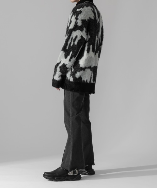 Adoon plain（アドーンプレーン）の「【Adoon plain】アブストラクトシャギールーズカーディガン（カーディガン/ボレロ・メンズ・ブラック/ベージュ/グリーン・MEDIUM/LARGE）」の10枚目の写真