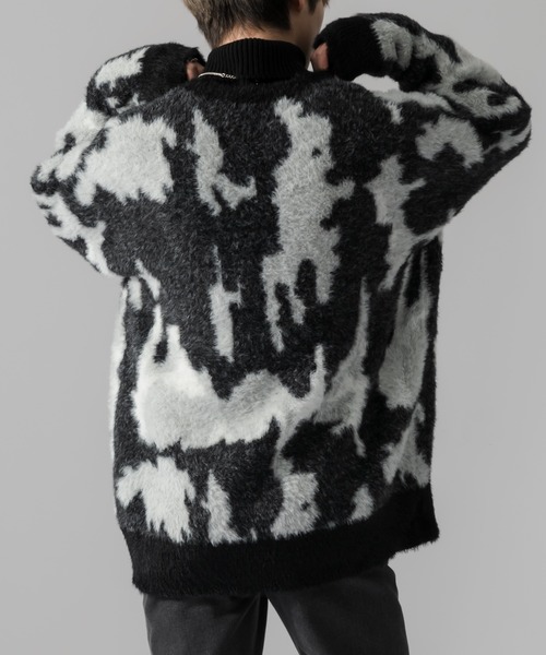 Adoon plain（アドーンプレーン）の「【Adoon plain】アブストラクトシャギールーズカーディガン（カーディガン/ボレロ・メンズ・ブラック/ベージュ/グリーン・MEDIUM/LARGE）」の15枚目の写真