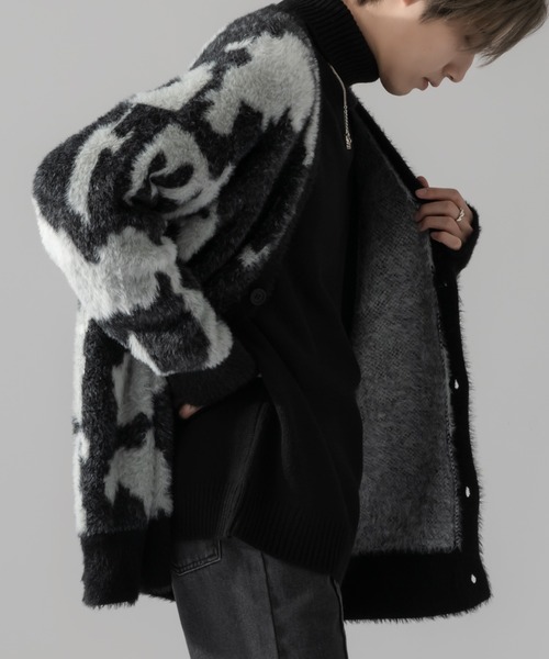 Adoon plain（アドーンプレーン）の「【Adoon plain】アブストラクトシャギールーズカーディガン（カーディガン/ボレロ・メンズ・ブラック/ベージュ/グリーン・MEDIUM/LARGE）」の14枚目の写真