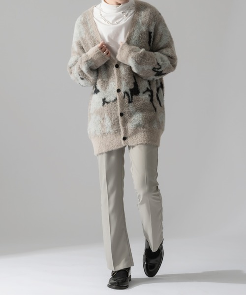 Adoon plain（アドーンプレーン）の「【Adoon plain】アブストラクトシャギールーズカーディガン（カーディガン/ボレロ・メンズ・ブラック/ベージュ/グリーン・MEDIUM/LARGE）」の17枚目の写真