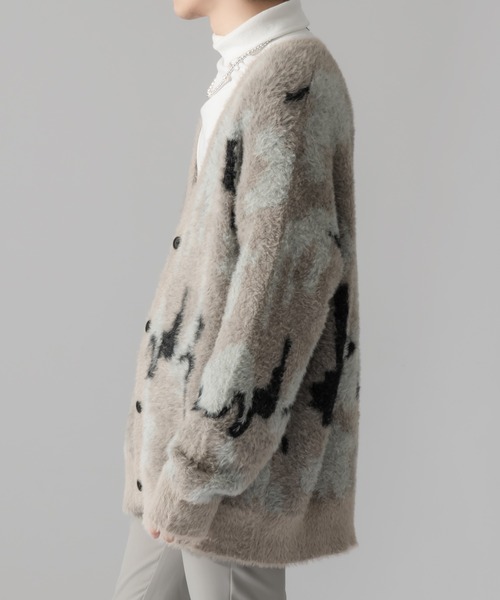 Adoon plain（アドーンプレーン）の「【Adoon plain】アブストラクトシャギールーズカーディガン（カーディガン/ボレロ・メンズ・ブラック/ベージュ/グリーン・MEDIUM/LARGE）」の22枚目の写真