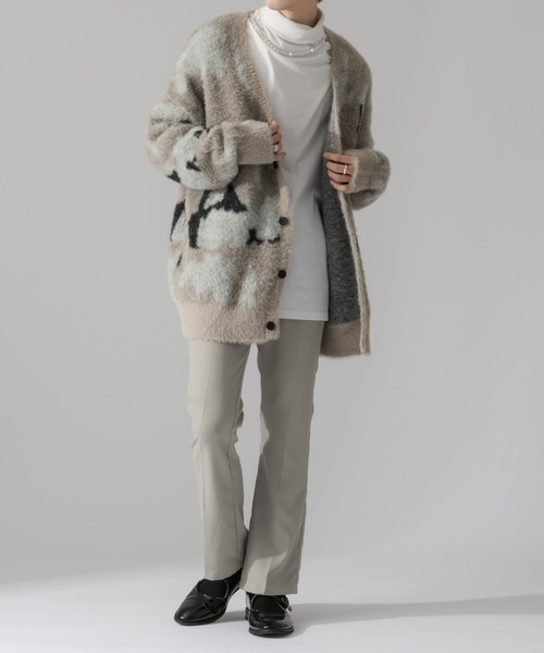 Adoon plain（アドーンプレーン）の「【Adoon plain】アブストラクトシャギールーズカーディガン（カーディガン/ボレロ・メンズ・ブラック/ベージュ/グリーン・MEDIUM/LARGE）」の16枚目の写真