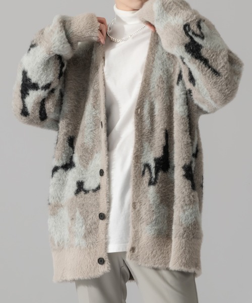 Adoon plain（アドーンプレーン）の「【Adoon plain】アブストラクトシャギールーズカーディガン（カーディガン/ボレロ・メンズ・ブラック/ベージュ/グリーン・MEDIUM/LARGE）」の21枚目の写真