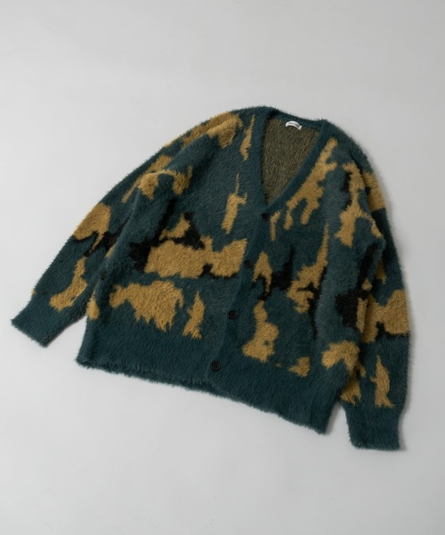 Adoon plain（アドーンプレーン）の「【Adoon plain】アブストラクトシャギールーズカーディガン（カーディガン/ボレロ・メンズ・ブラック/ベージュ/グリーン・MEDIUM/LARGE）」の6枚目の写真