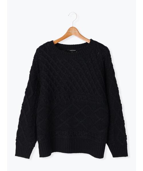 Lugnoncure(ルノンキュール)の「ローゲージパッチワークケーブルニット(ニット/セーター・レディース・オフホワイト/ネイビー/グリーン・フリ-)」の22枚目の写真