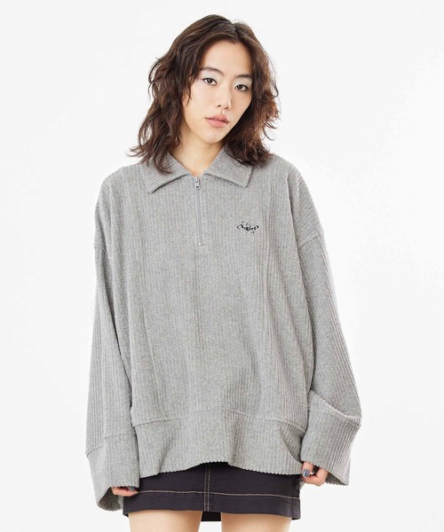 X-girl(エックスガール)の「WIDE SLEEVE ANORAK(スウェット・レディース・アッシュ/ブラック/ホワイト・S/M)」の3枚目の写真