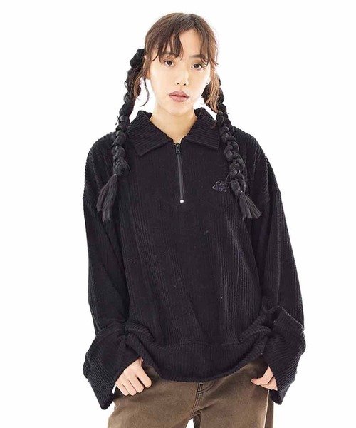 X-girl(エックスガール)の「WIDE SLEEVE ANORAK(スウェット・レディース・アッシュ/ブラック/ホワイト・S/M)」の2枚目の写真