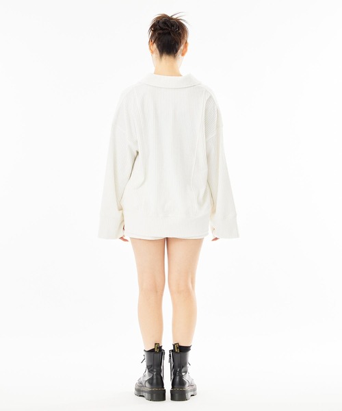 X-girl(エックスガール)の「WIDE SLEEVE ANORAK(スウェット・レディース・アッシュ/ブラック/ホワイト・S/M)」の6枚目の写真