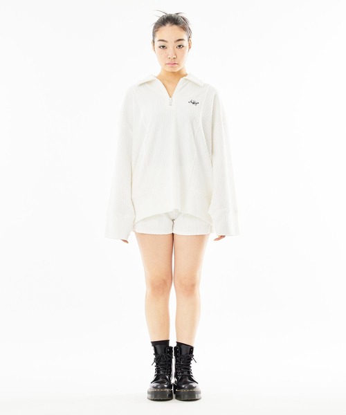 X-girl(エックスガール)の「WIDE SLEEVE ANORAK(スウェット・レディース・アッシュ/ブラック/ホワイト・S/M)」の4枚目の写真