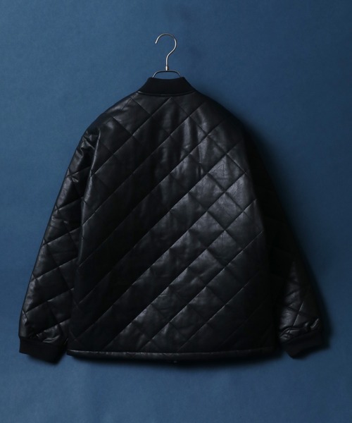 ANPAS(アンパス)の「Synthetic Leather Oversize Quilting Blouson/シンセティックレザー オーバーサイズ キルティング ブルゾン MA-1 ボマージャケット(ブルゾン・メンズ・ブラック・M/L/LL)」の3枚目の写真