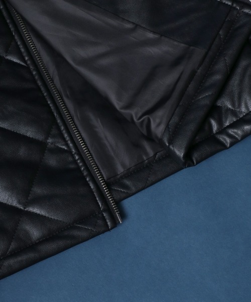 ANPAS(アンパス)の「Synthetic Leather Oversize Quilting Blouson/シンセティックレザー オーバーサイズ キルティング ブルゾン MA-1 ボマージャケット(ブルゾン・メンズ・ブラック・M/L/LL)」の4枚目の写真