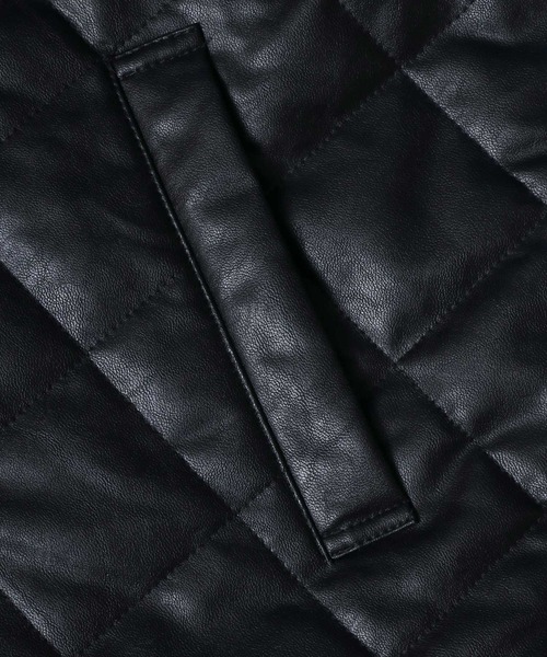ANPAS(アンパス)の「Synthetic Leather Oversize Quilting Blouson/シンセティックレザー オーバーサイズ キルティング ブルゾン MA-1 ボマージャケット(ブルゾン・メンズ・ブラック・M/L/LL)」の6枚目の写真