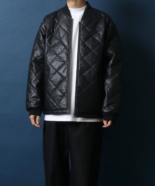 ANPAS(アンパス)の「Synthetic Leather Oversize Quilting Blouson/シンセティックレザー オーバーサイズ キルティング ブルゾン MA-1 ボマージャケット(ブルゾン・メンズ・ブラック・M/L/LL)」の10枚目の写真