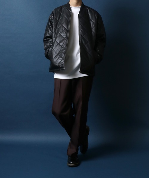 ANPAS(アンパス)の「Synthetic Leather Oversize Quilting Blouson/シンセティックレザー オーバーサイズ キルティング ブルゾン MA-1 ボマージャケット(ブルゾン・メンズ・ブラック・M/L/LL)」の11枚目の写真