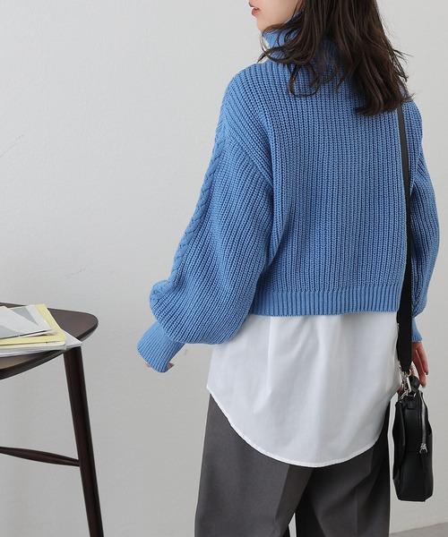 COLONY 2139（コロニートゥーワンスリーナイン）の「クロップドハーフジップニット（ニット/セーター・レディース・オフホワイト/ベージュ/グレー/ブラック/ブルー・FREE）」の20枚目の写真