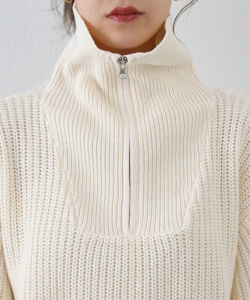 COLONY 2139（コロニートゥーワンスリーナイン）の「クロップドハーフジップニット（ニット/セーター・レディース・オフホワイト/ベージュ/グレー/ブラック/ブルー・FREE）」の17枚目の写真