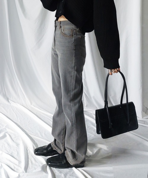 me+em select（ミームセレクト）の「【 選べる２サイズ ／ ３カラー 】ハイウエストストレートウォッシュデニムパンツ（デニムパンツ・レディース・インディゴブルー/ブルー/グレー・MEDIUM/LARGE）」の15枚目の写真