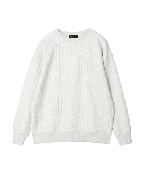 CRAFT STANDARD BOUTIQUE(クラフトスタンダードブティック)の「ケーブル柄JQカットスウェット(スウェット・メンズ・グレー系その他/ブラック/ホワイト系その他/ダークネイビー・L/LL/M)」の8枚目の写真