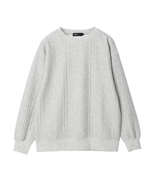 CRAFT STANDARD BOUTIQUE(クラフトスタンダードブティック)の「ケーブル柄JQカットスウェット(スウェット・メンズ・グレー系その他/ブラック/ホワイト系その他/ダークネイビー・L/LL/M)」の7枚目の写真