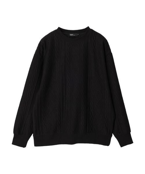 CRAFT STANDARD BOUTIQUE(クラフトスタンダードブティック)の「ケーブル柄JQカットスウェット(スウェット・メンズ・グレー系その他/ブラック/ホワイト系その他/ダークネイビー・L/LL/M)」の6枚目の写真