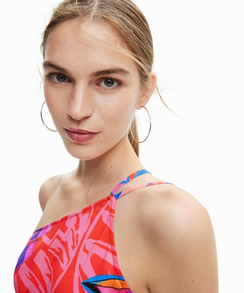 【セール】トロピカル アシンメトリー ミディワンピース（水着）｜Desigual（デシグアル）