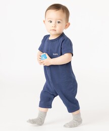 SHIPS KIDS:半袖 ロゴ ロンパース