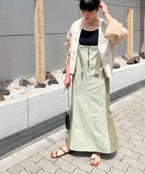 LHELBIE(レルビエ)の「2WAYマーメイドワークジャンスカ(ジャンパースカート・レディース・ライトカーキ/ベージュ/ブラック・M)」の17枚目の写真