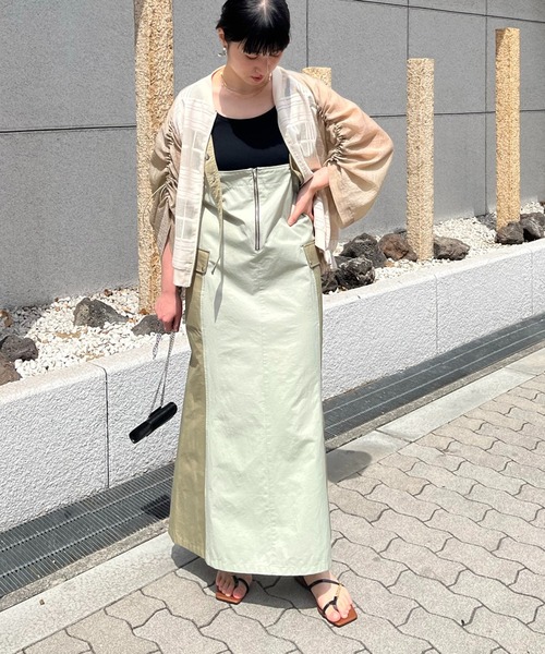 LHELBIE(レルビエ)の「2WAYマーメイドワークジャンスカ(ジャンパースカート・レディース・ライトカーキ/ベージュ/ブラック・M)」の19枚目の写真
