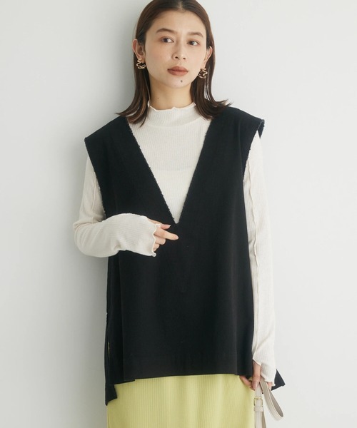 Green　Parks（グリーンパークス）の「Vネックベスト（ベスト・レディース・ブラック/インディゴブルー/ホワイト系その他2・FREE）」の2枚目の写真