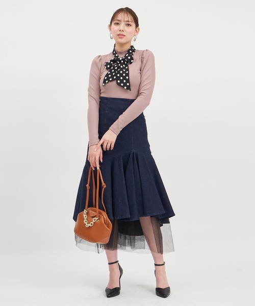 ROYAL PARTY（ロイヤルパーティー）の「スカーフ付長袖カットトップス（Tシャツ/カットソー・レディース・グリーン/モカ/ブラック・FREE）」の18枚目の写真