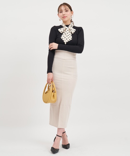 ROYAL PARTY（ロイヤルパーティー）の「スカーフ付長袖カットトップス（Tシャツ/カットソー・レディース・グリーン/モカ/ブラック・FREE）」の21枚目の写真