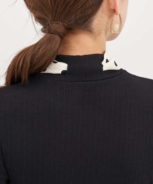 ROYAL PARTY（ロイヤルパーティー）の「スカーフ付長袖カットトップス（Tシャツ/カットソー・レディース・グリーン/モカ/ブラック・FREE）」の15枚目の写真