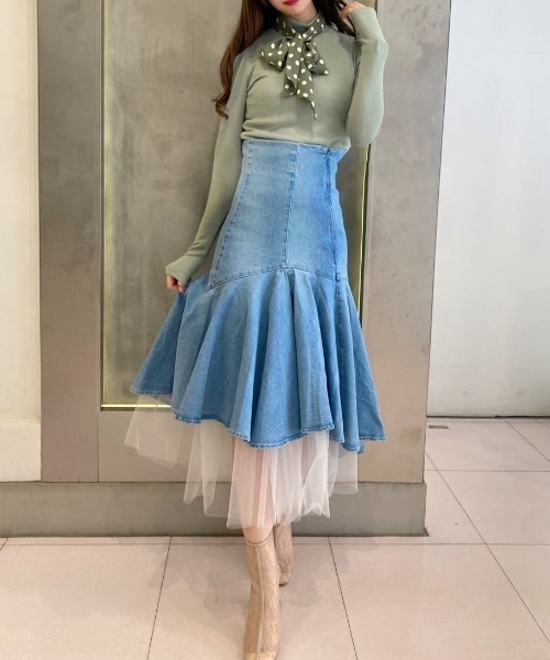 ROYAL PARTY（ロイヤルパーティー）の「スカーフ付長袖カットトップス（Tシャツ/カットソー・レディース・グリーン/モカ/ブラック・FREE）」の14枚目の写真