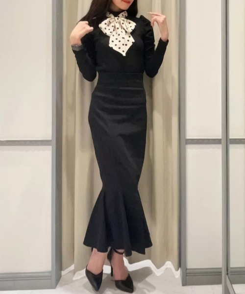 ROYAL PARTY（ロイヤルパーティー）の「スカーフ付長袖カットトップス（Tシャツ/カットソー・レディース・グリーン/モカ/ブラック・FREE）」の11枚目の写真