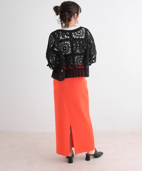 PUAL CE CIN（ピュアルセシン）の「カギ針編み風2WAYカーディガン（カーディガン/ボレロ・レディース・ナチュラル/チャコールグレー・FREE）」の19枚目の写真