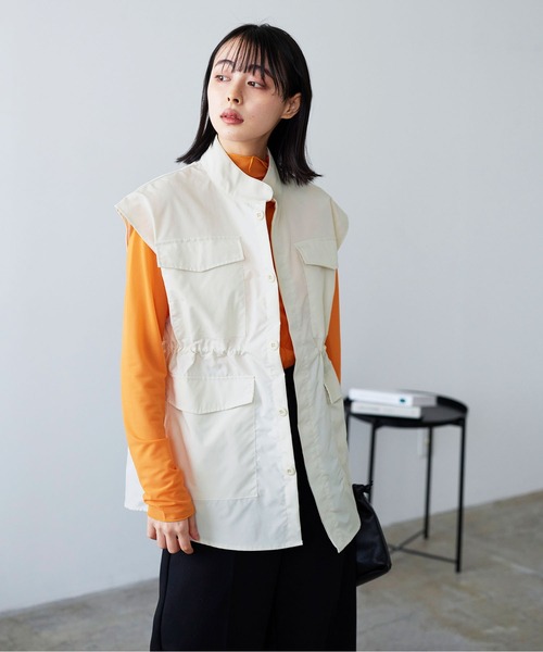 LIAN（リアン）の「ナイロンタッチドロストミリタリーベスト（ベスト・レディース・ブラック/カーキ/アイボリー・FREE）」の15枚目の写真