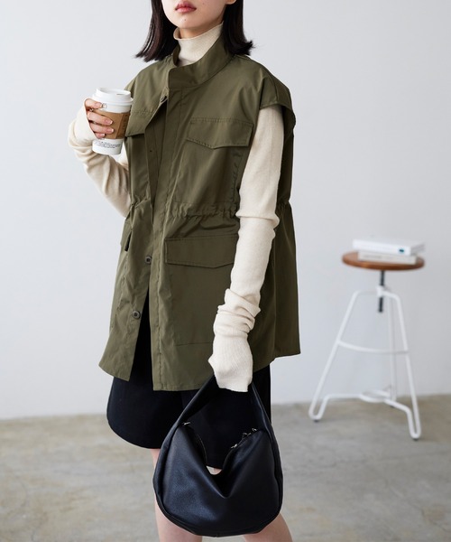 LIAN（リアン）の「ナイロンタッチドロストミリタリーベスト（ベスト・レディース・ブラック/カーキ/アイボリー・FREE）」の20枚目の写真