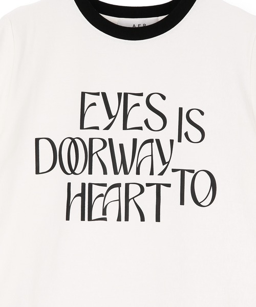 ADAM ET ROPE'（アダムエロペ）の「【サステナブル・WEB限定】ロゴプリントトリムTシャツ（Tシャツ/カットソー・レディース・ホワイト/ブラック/ブルー・FREE）」の5枚目の写真